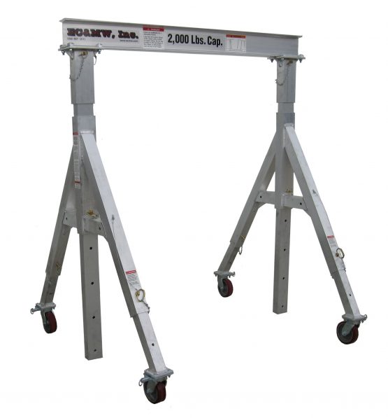 EC&MWs Removable legs aluminum gantry crane with a 2,000 lb cap 