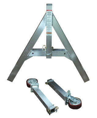 EC&MW removable leg aluminum gantry crane broken down to show its portability.