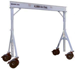 EC&MW was the first to introduce the air tire gantries, for HVAC work. Show here is an A Frame style.