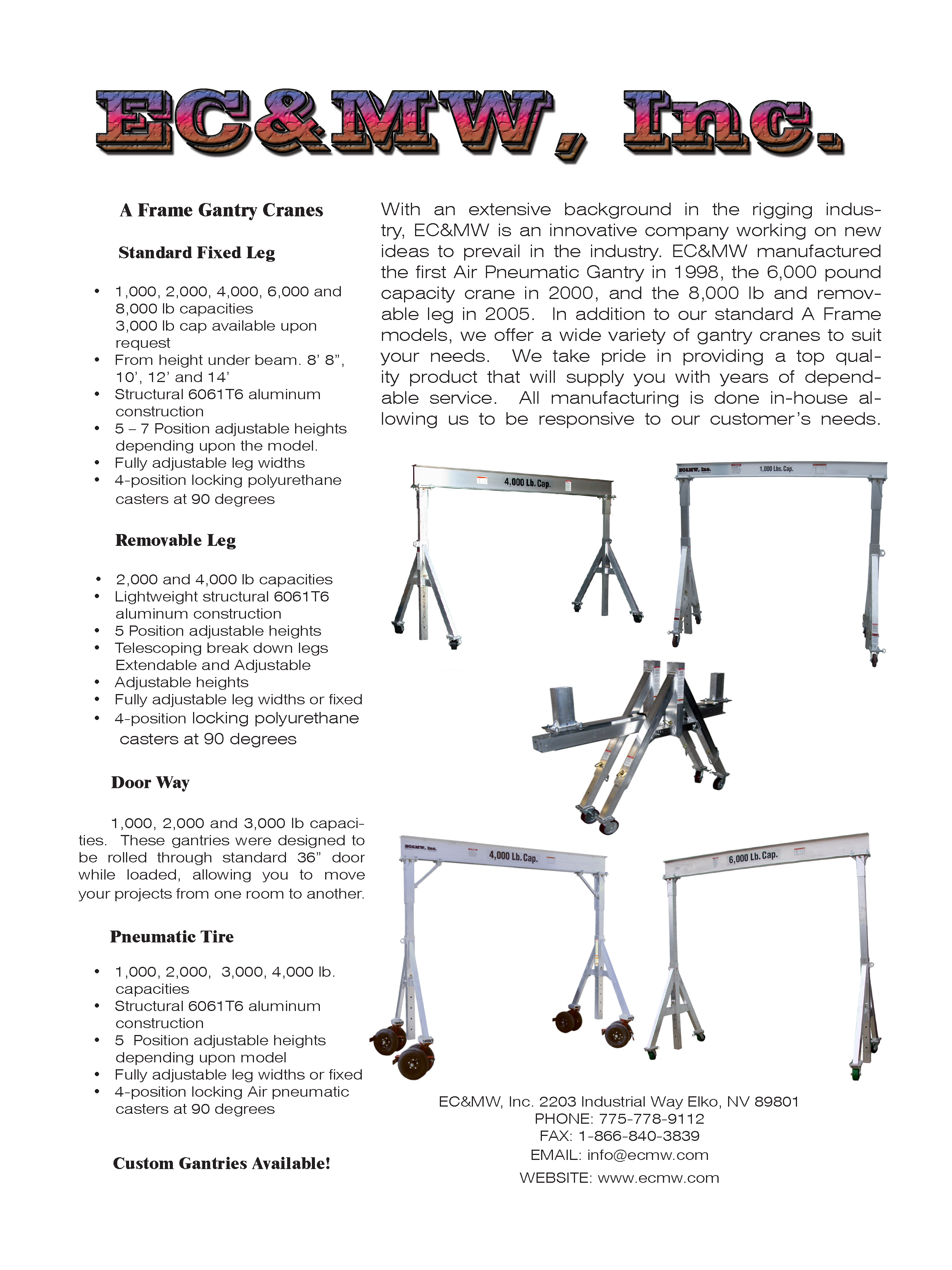 A Frame portable gantry cranes