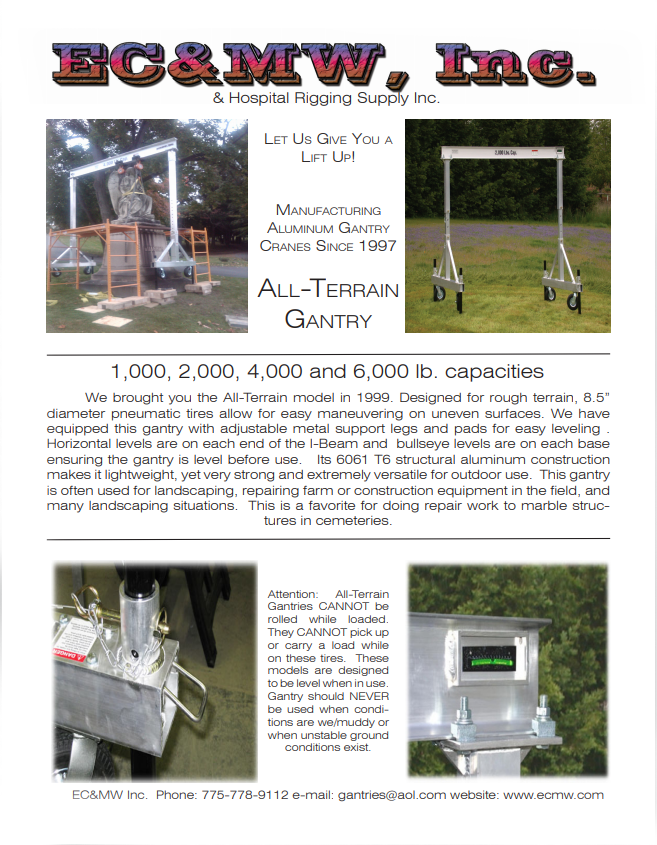 EC&MW, Inc. brochure of all terrain gantry cranes